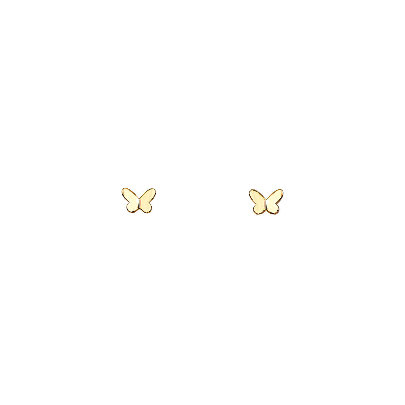 14k tiny butterfly stud earrings in rose, white, or yellow gold—delicate 2x3mm studs for everyday or special occasions.