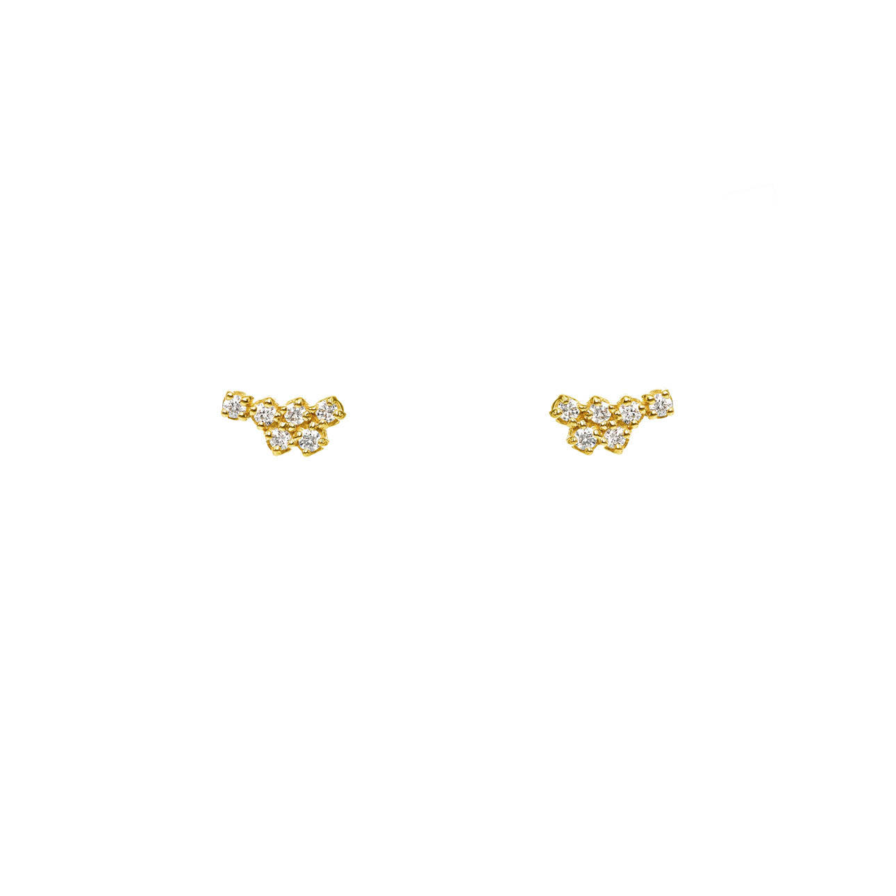 Tiny Cluster diamond earrings with six round diamonds, 2x3.5mm, in rose, white, or yellow gold