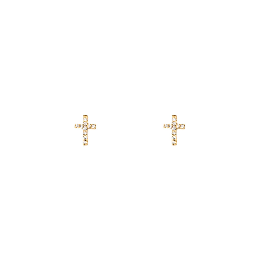 tiny diamond cross earrings PRE 392 14KY_d1895900 1d7a 4020 bd96 b3c6b34ccdbe