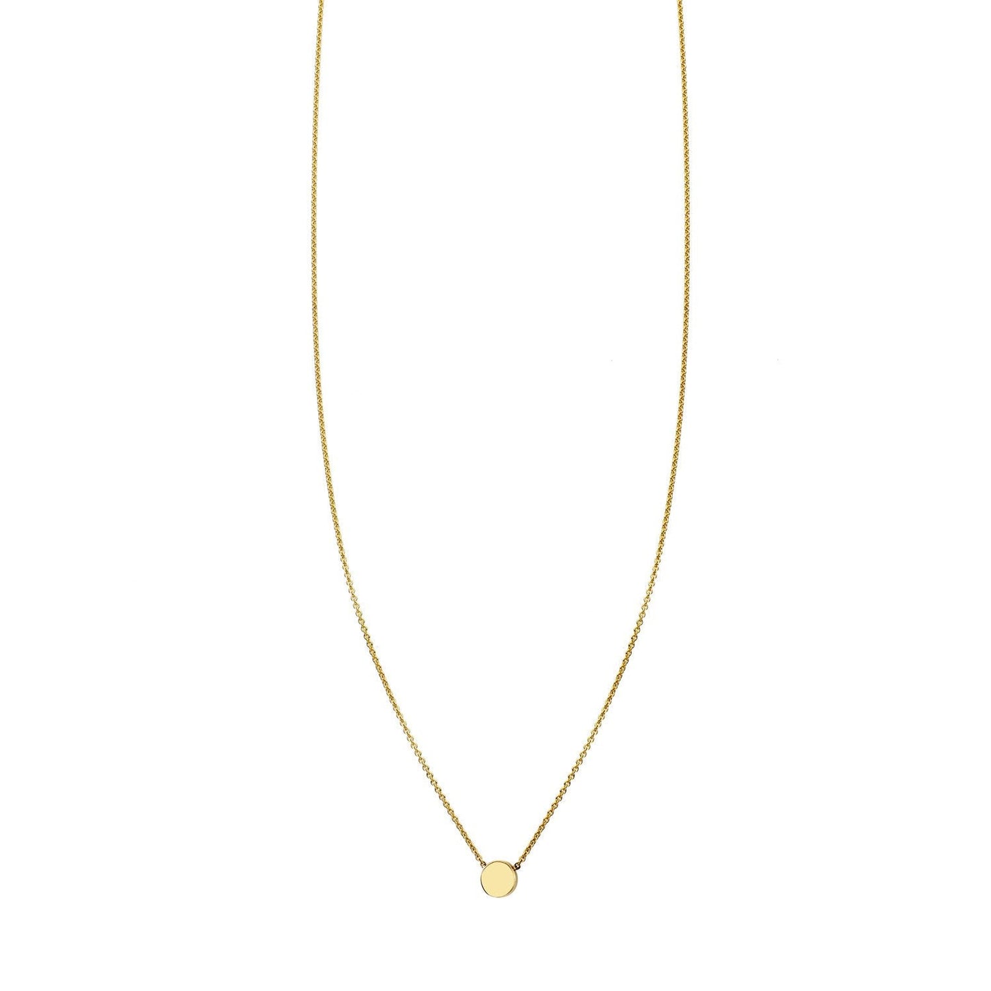 Tiny dot gold necklace in 14k yellow gold by Phoenix Roze, dainty minimalist pendant on delicate chain