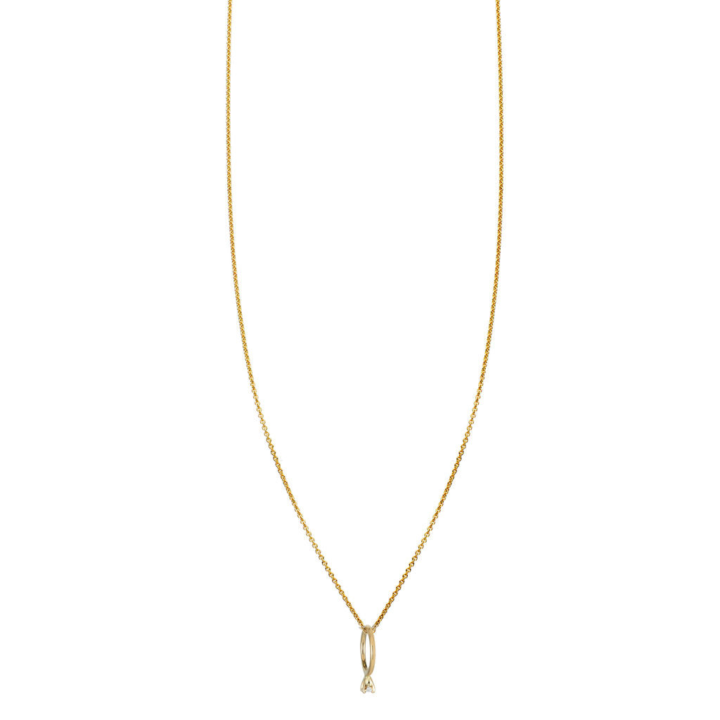 14k gold mini engagement ring pendant necklace with real diamond, in yellow, white, or rose gold by Phoenix Roze
