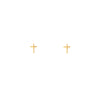 Phoenix Roze tiny 14k gold cross stud earrings - minimalist faith jewelry in yellow, white & rose gold.