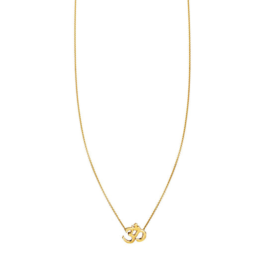 Tiny 14K gold Ohm symbol necklace, petite 1/4 inch pendant, spiritual minimalist jewelry