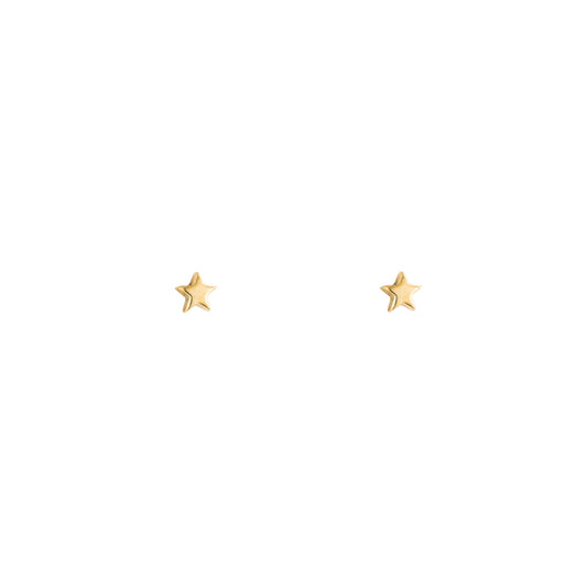 tiny gold star stud earrings PRE 426 14KY