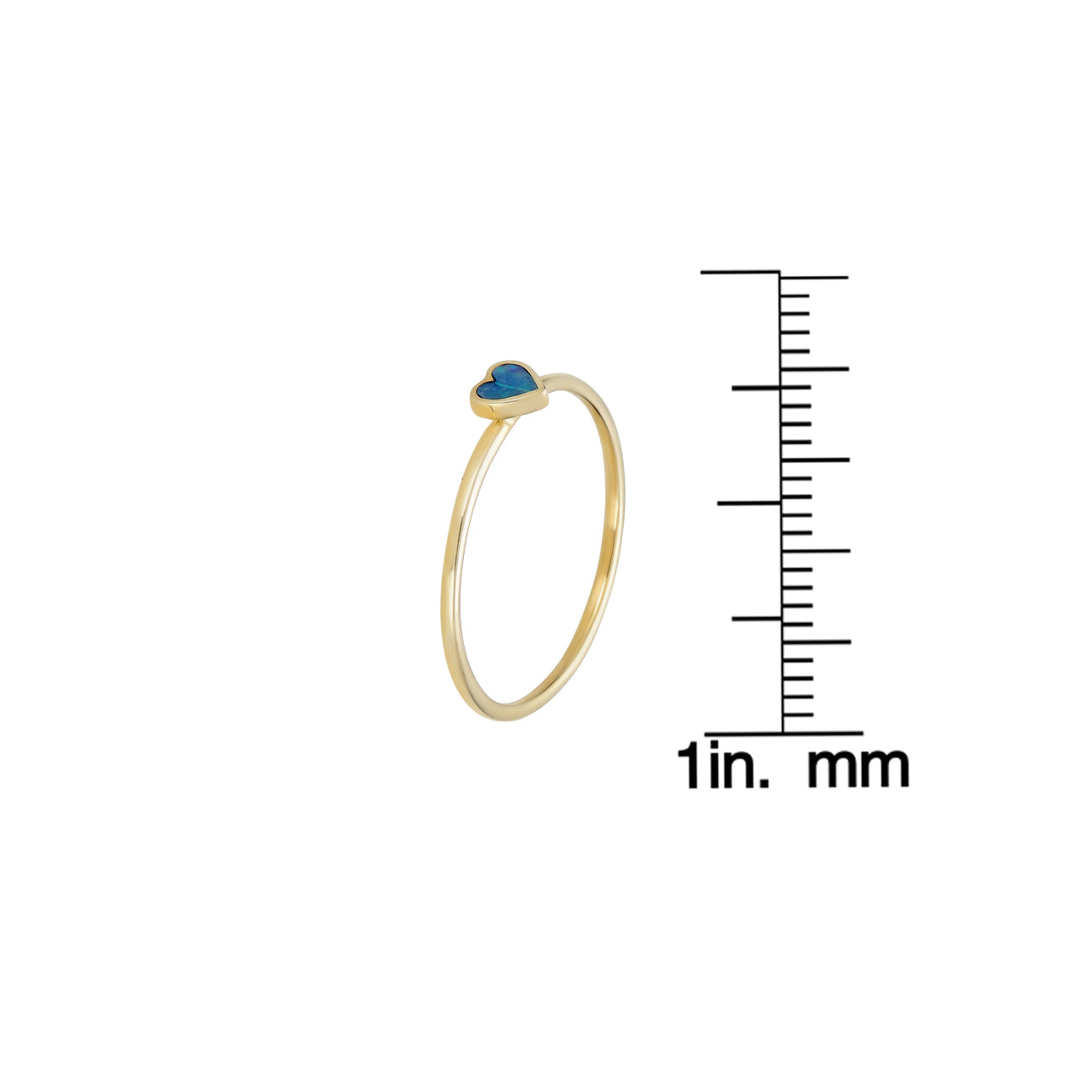 Tiny opal inlaid heart ring in gold, delicate heart detail with shimmering opal accents, minimalist romantic jewelry