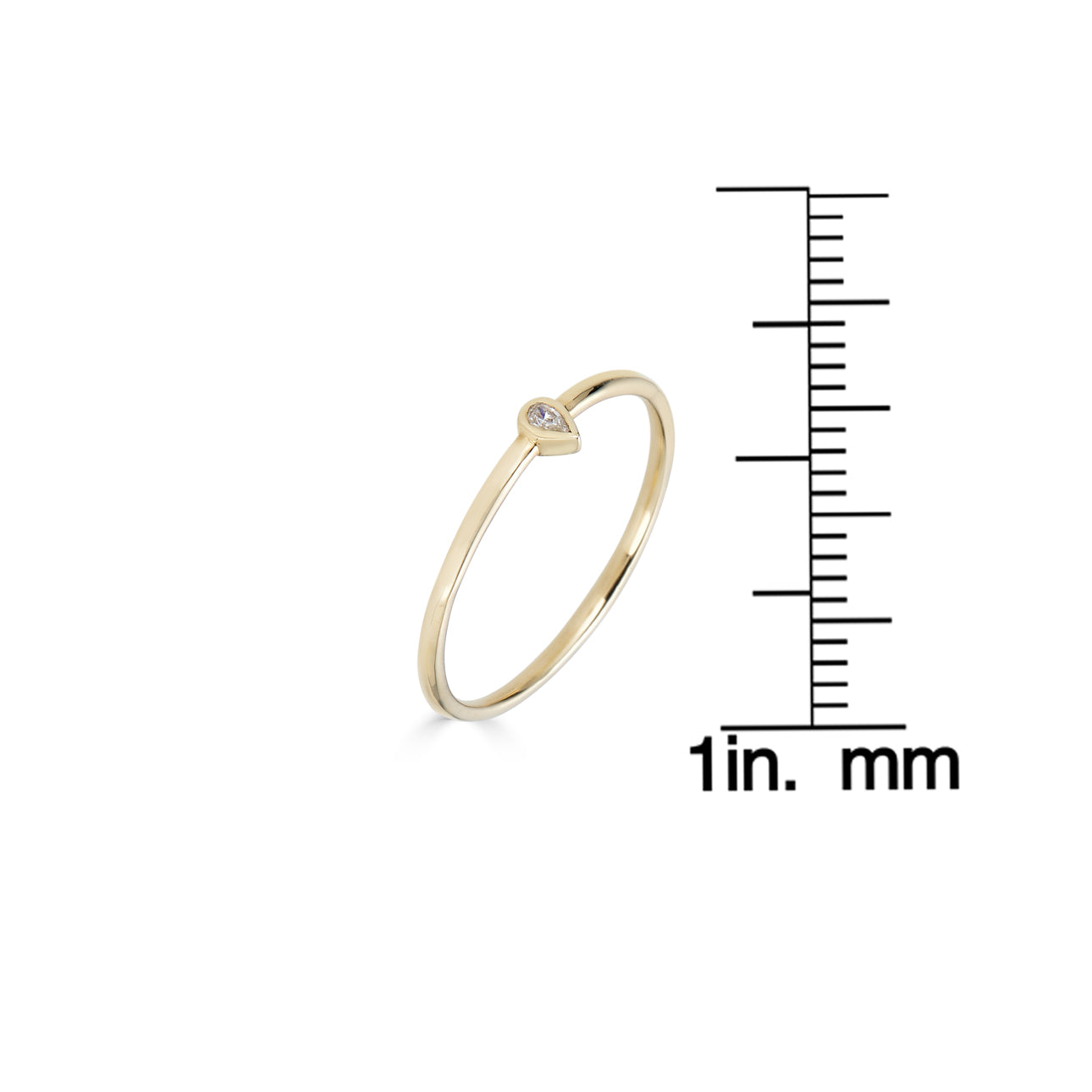 Tiny teardrop diamond ring, delicate minimalist stacking style by Phoenix Roze
