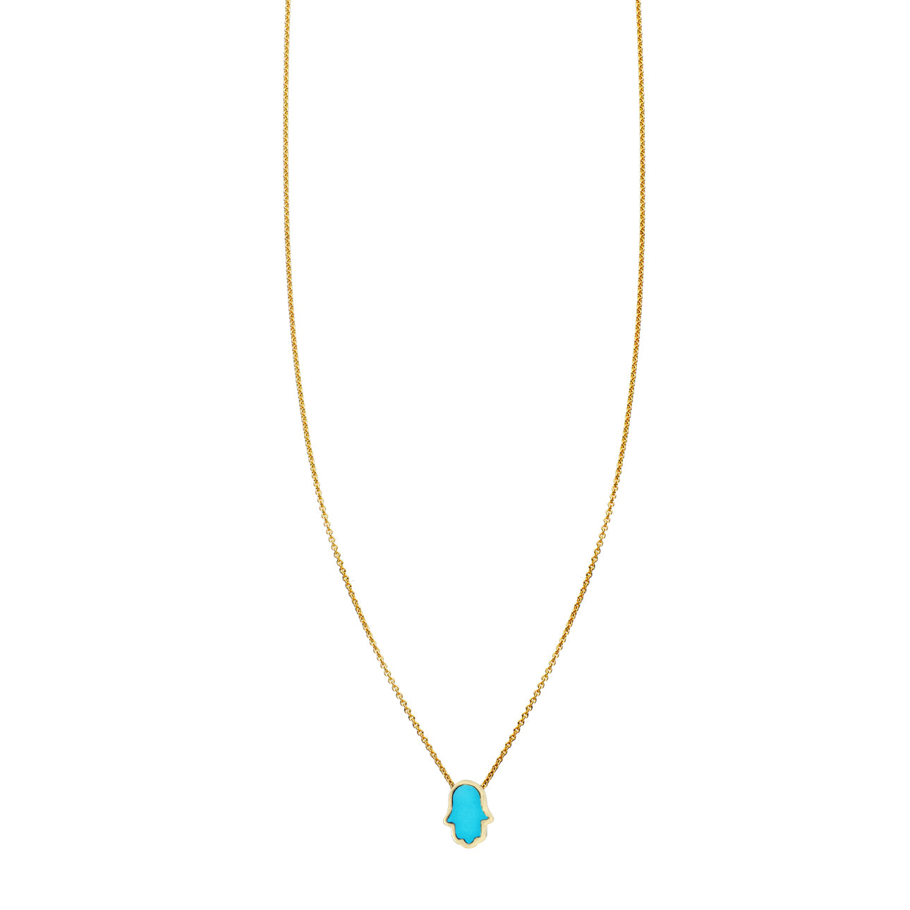 Tiny Turquoise Inlaid Hamsa Hand Necklace Phoenix Roze