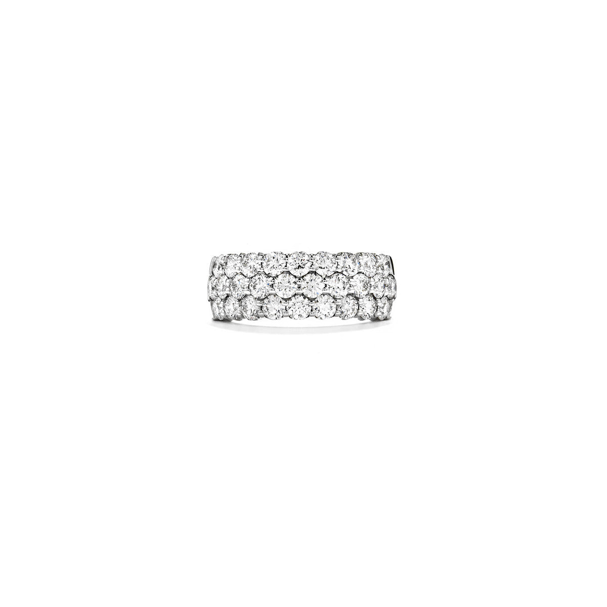 Triple 3-row women's diamond eternity band in platinum, approx 6.5 carats G VS1 diamonds