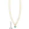 turquoise best friends split heart gold necklace with ruler