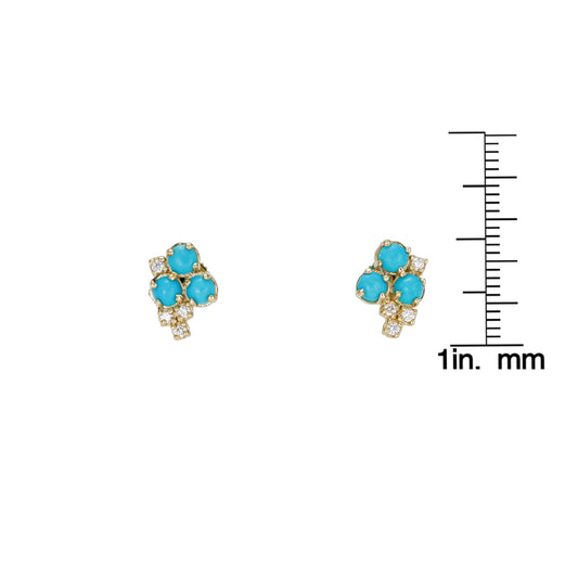 Turquoise & Diamond Bubble Stud Earrings