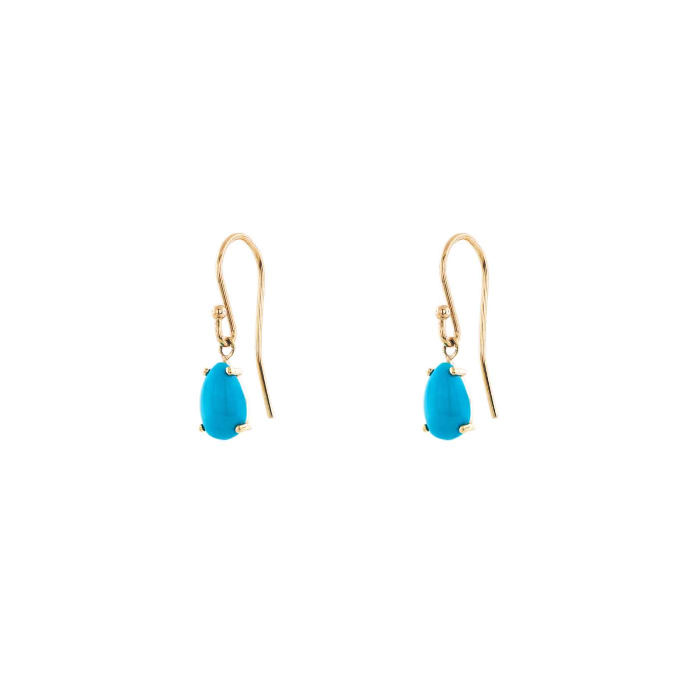 Teardrop turquoise drop earrings on hooks, bright 9mm stones, a chic gift and December birthstone, natural variations.