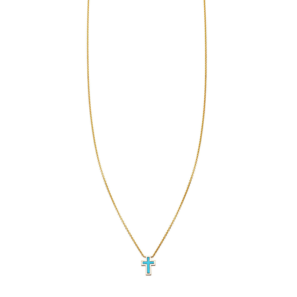 turquoise inlaid cross necklace PRN 376 TUR