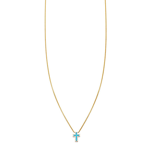 turquoise inlaid cross necklace PRN 376 TUR