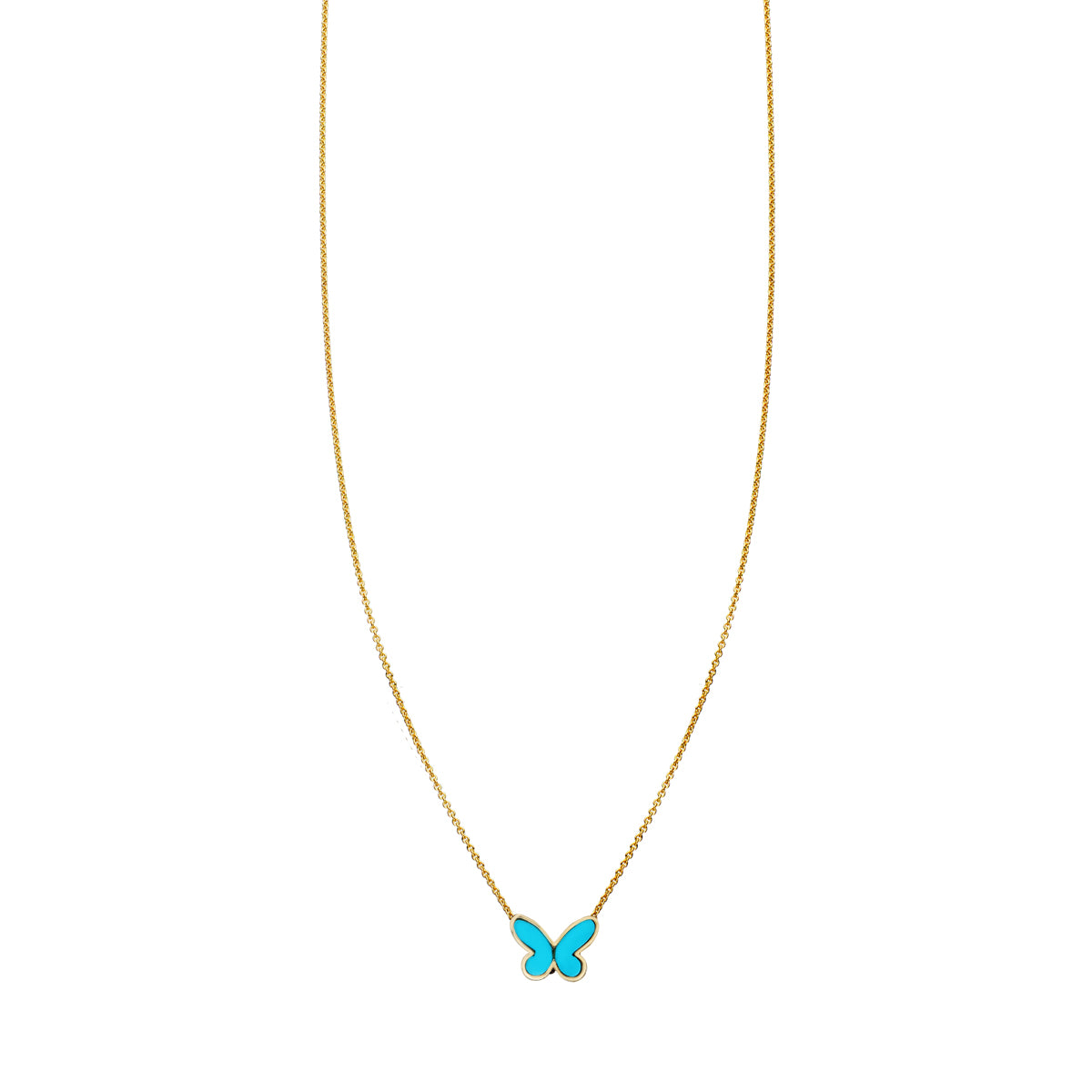 turquoise inlaid folded butterfly necklace