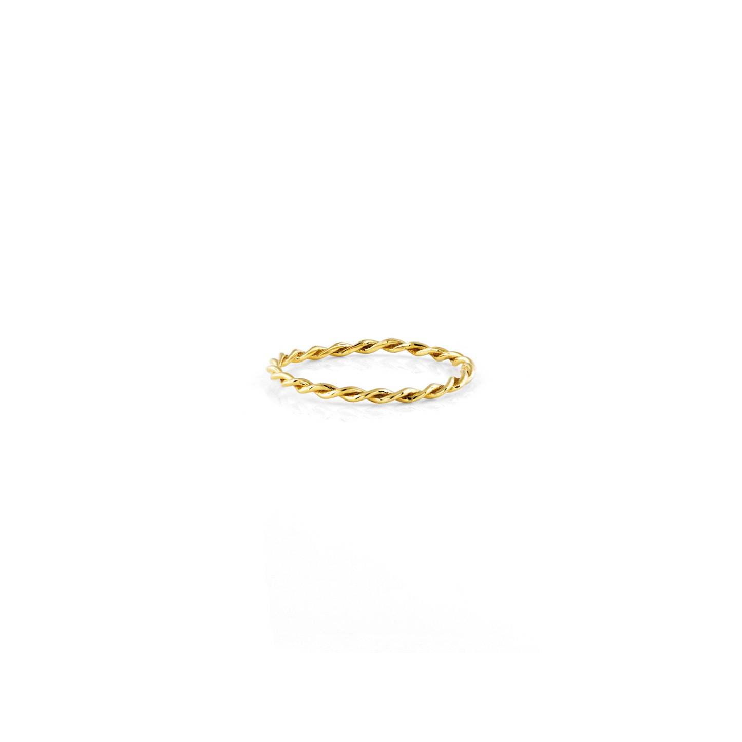 14K yellow gold rope ring with twisted wire band, minimalist and stackable, handcrafted in NYC