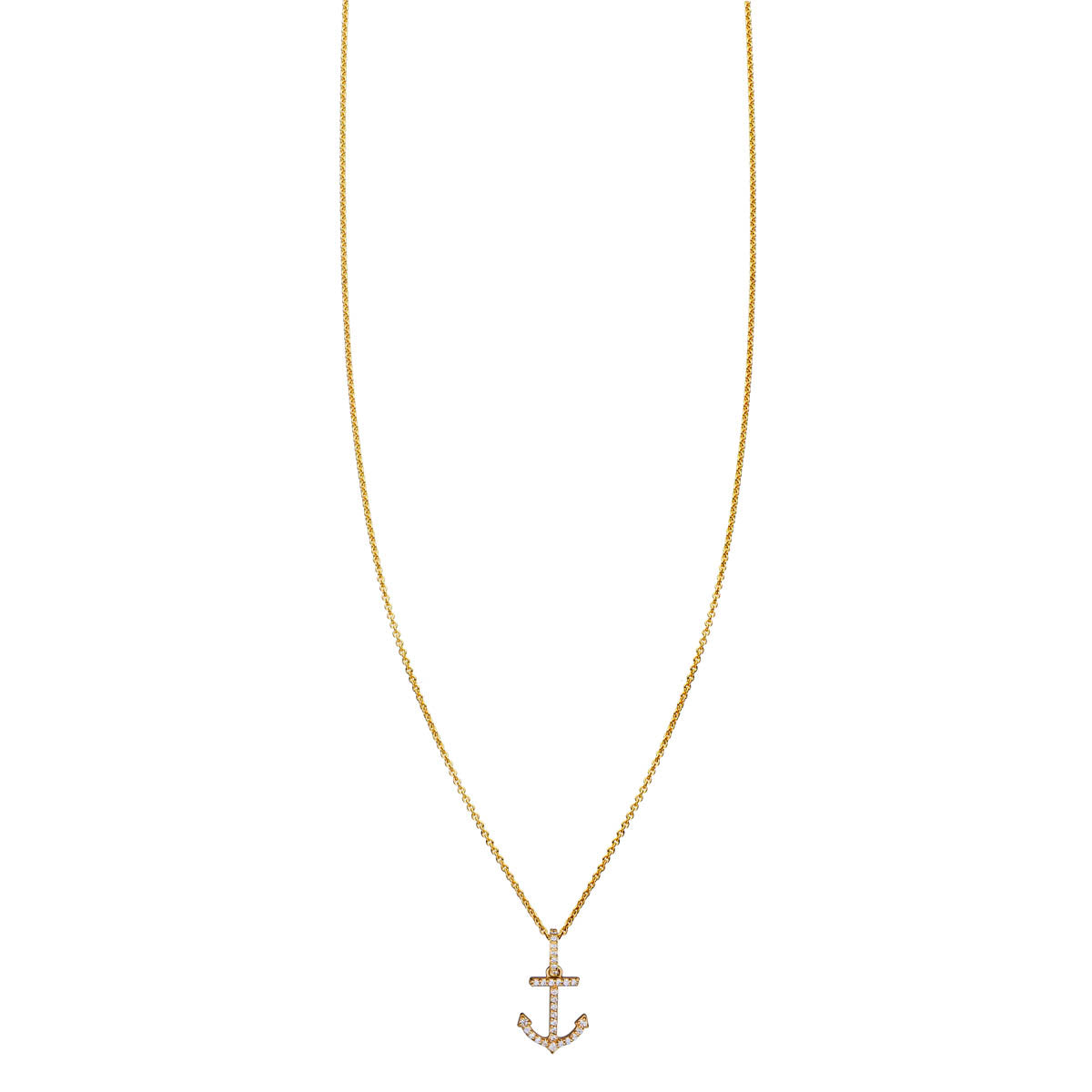 Phoenix Roze 14k gold white diamond anchor necklace, 17mm nautical pendant in white, yellow, or rose gold