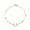 14k yellow gold horseshoe bracelet with white diamonds, a good-luck talisman handcrafted in NYC