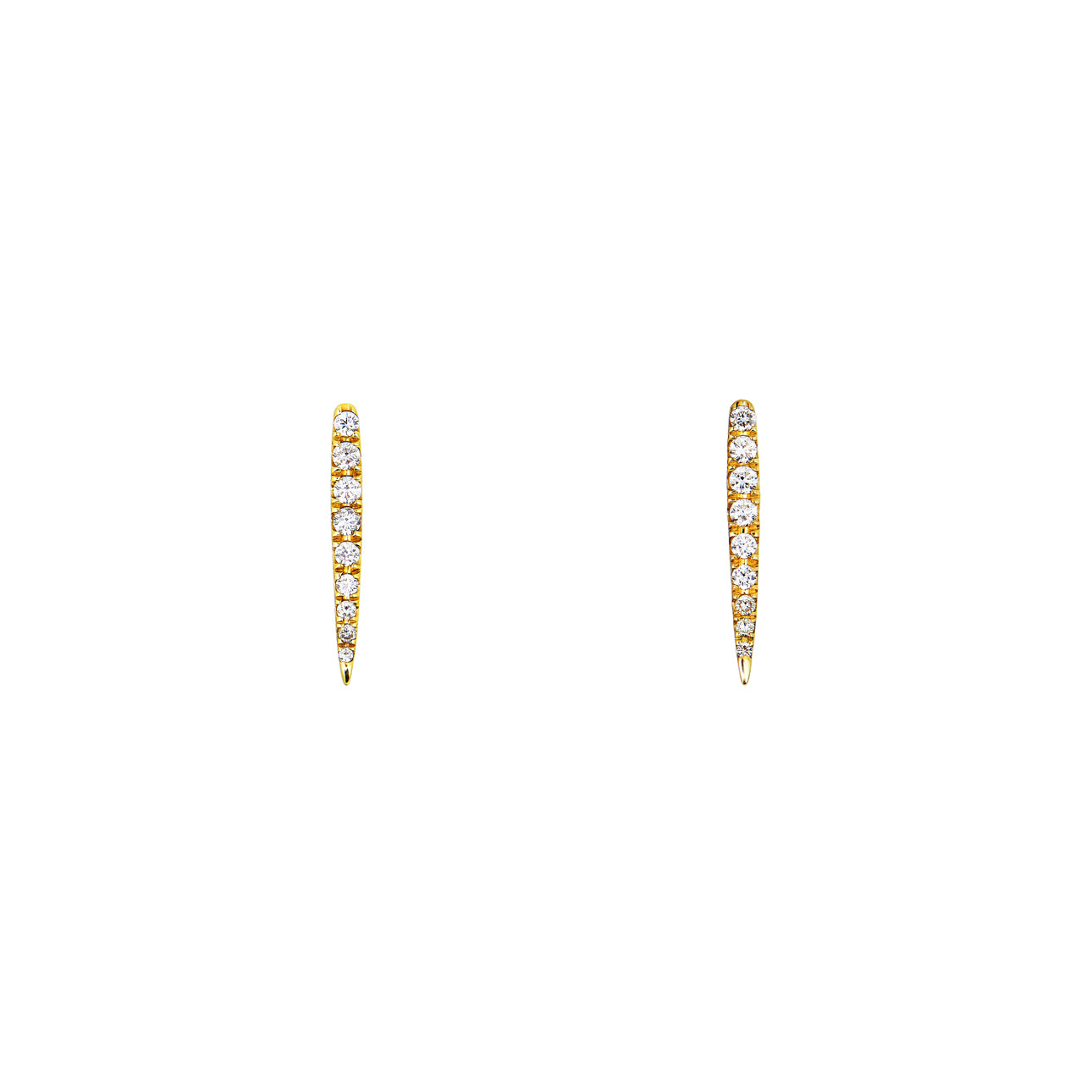 Phoenix Roze white diamond long drop stud earrings, 21mm, 0.33 carat in 14k gold