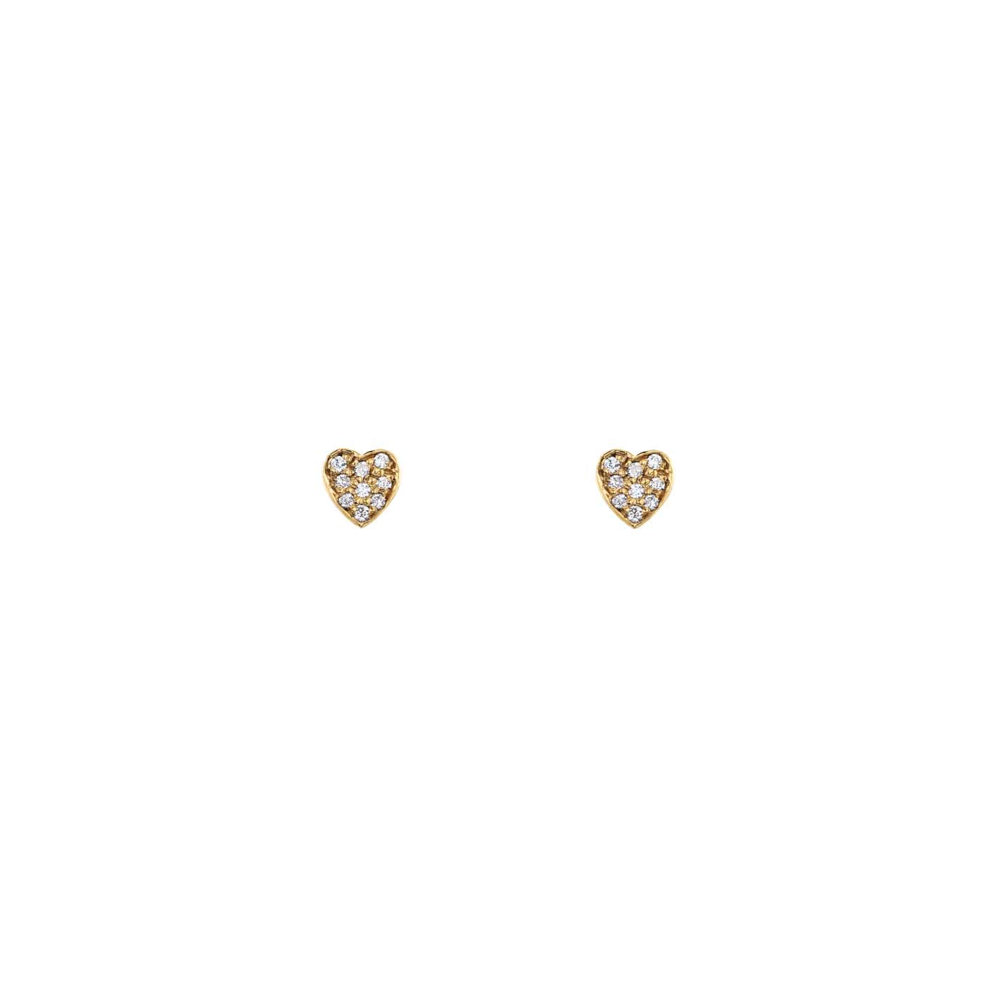 Romantic white pavé diamond heart stud earrings, 6.5mm; classic feminine gift for a loved one or yourself