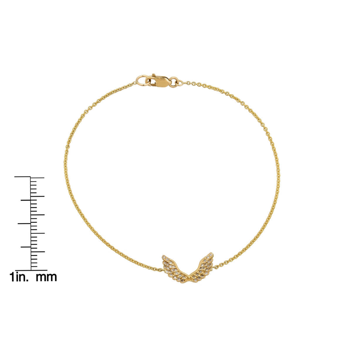 White diamond tiny angel wing bracelet by Phoenix Roze, delicate dainty fine jewelry gift for her.