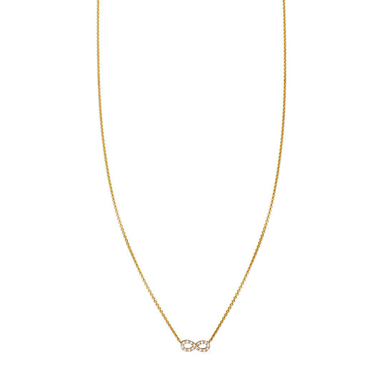 Phoenix Roze White Diamond Tiny Infinity Necklace, 14k gold pavé-set diamonds, delicate 3.5mm pendant