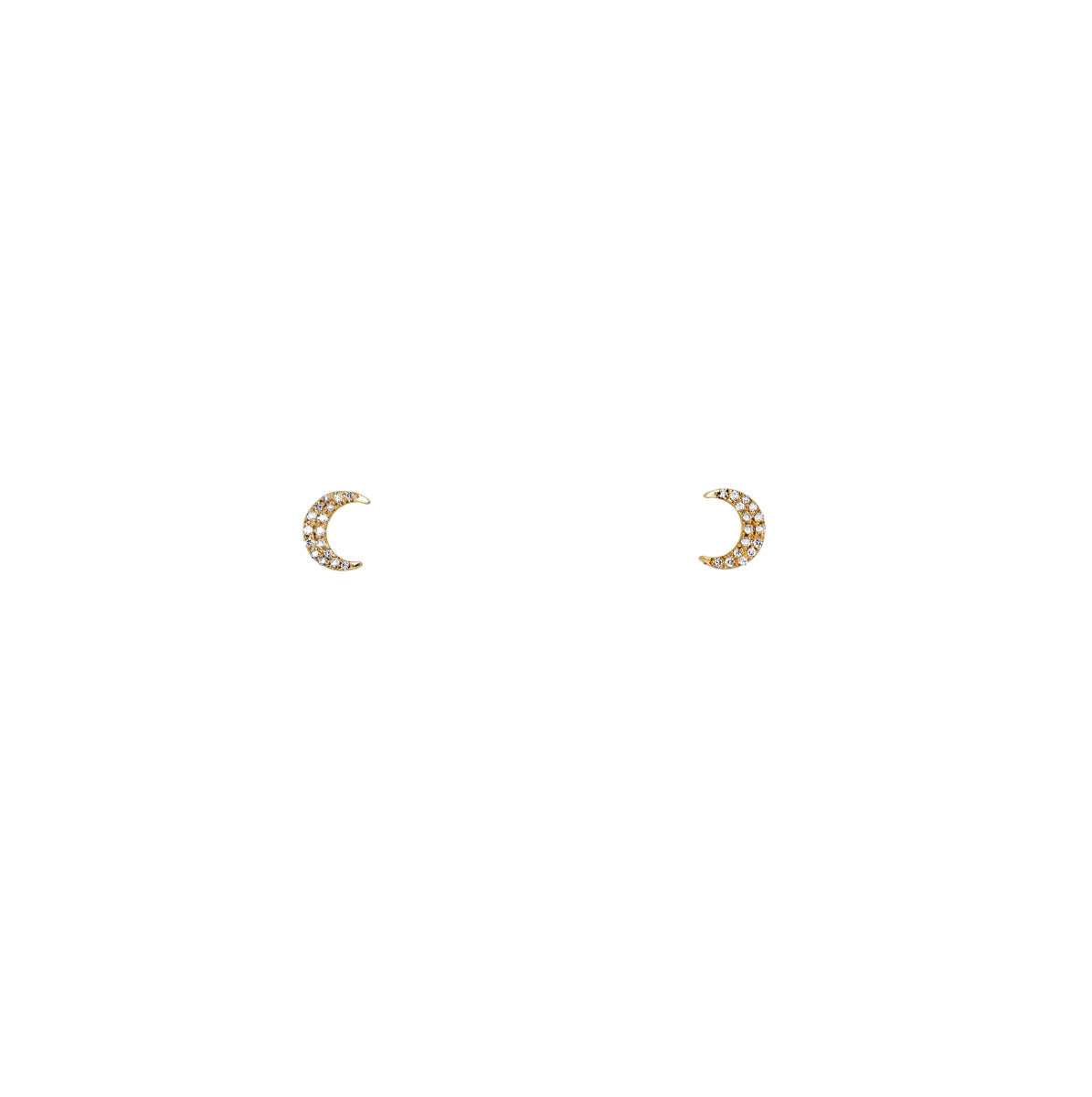 white diamond tiny moon earrings PRE 080 WD