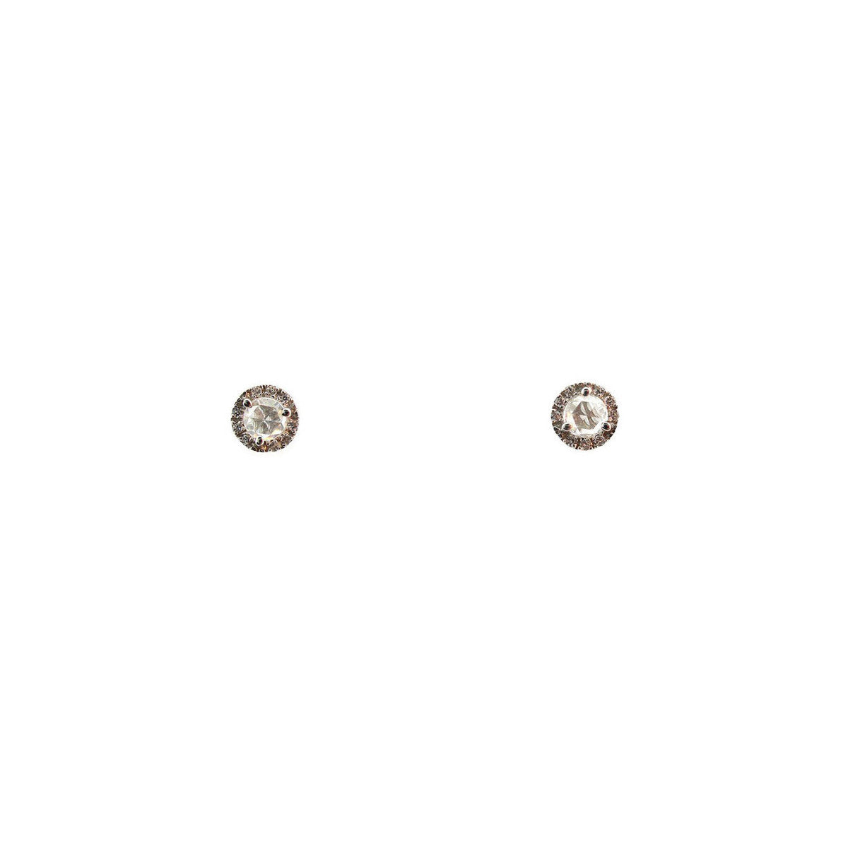 White Galaxy diamond stud earrings in 14K white gold with 0.2ct rose-cut VS diamonds, celestial sparkle by Phoenix Roze