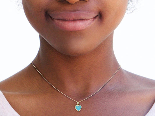Image of Turquoise Heart Necklace on Woman's Neck