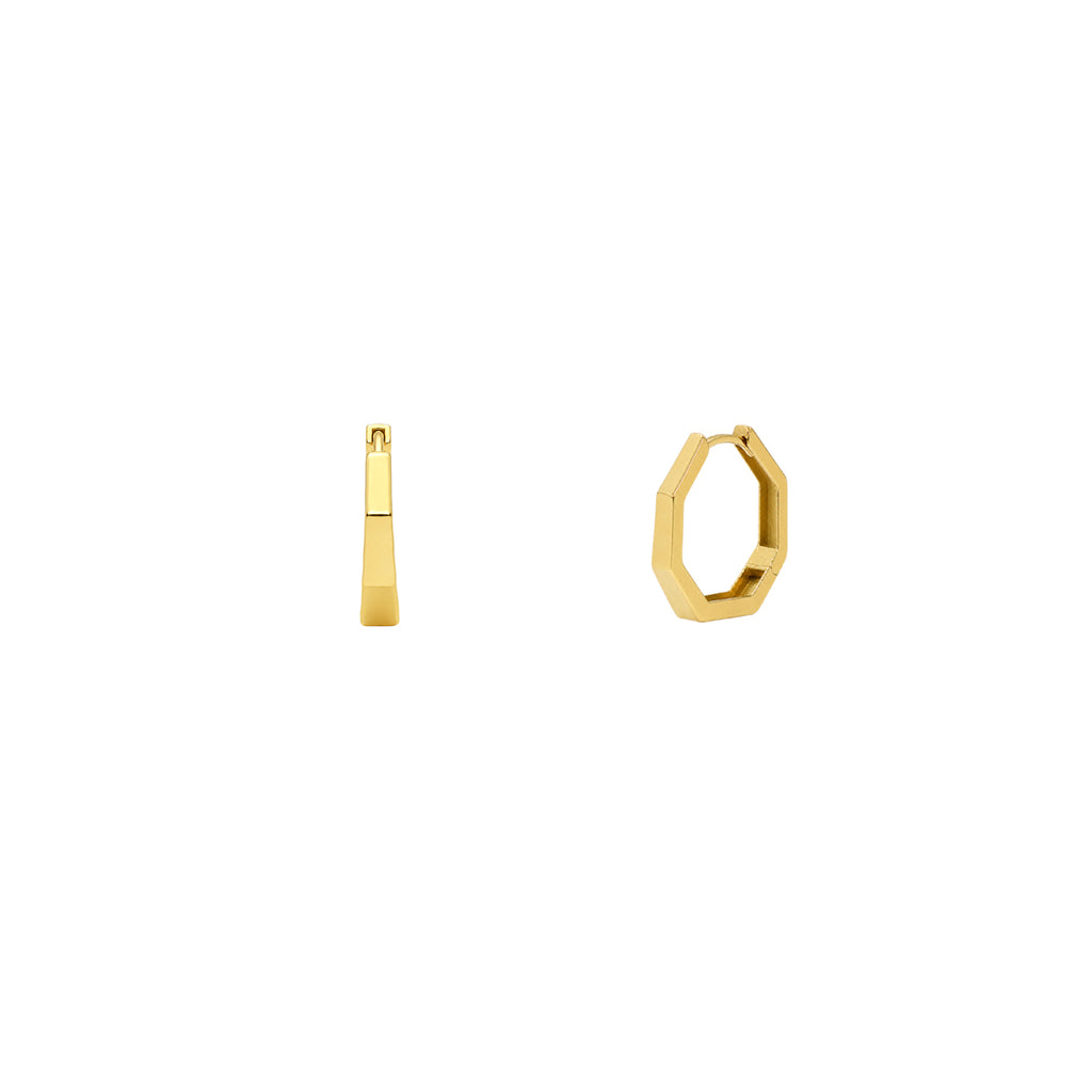 14k Gold Hexagon Hoop Earrings