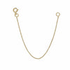 Solid 14k yellow gold cable chain necklace extender with spring ring clasps on white background