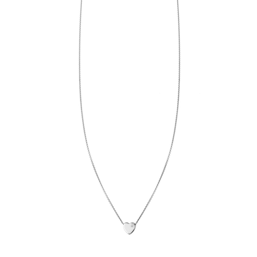 1Pt. Diamond Flat Heart Sterling Silver Necklace
