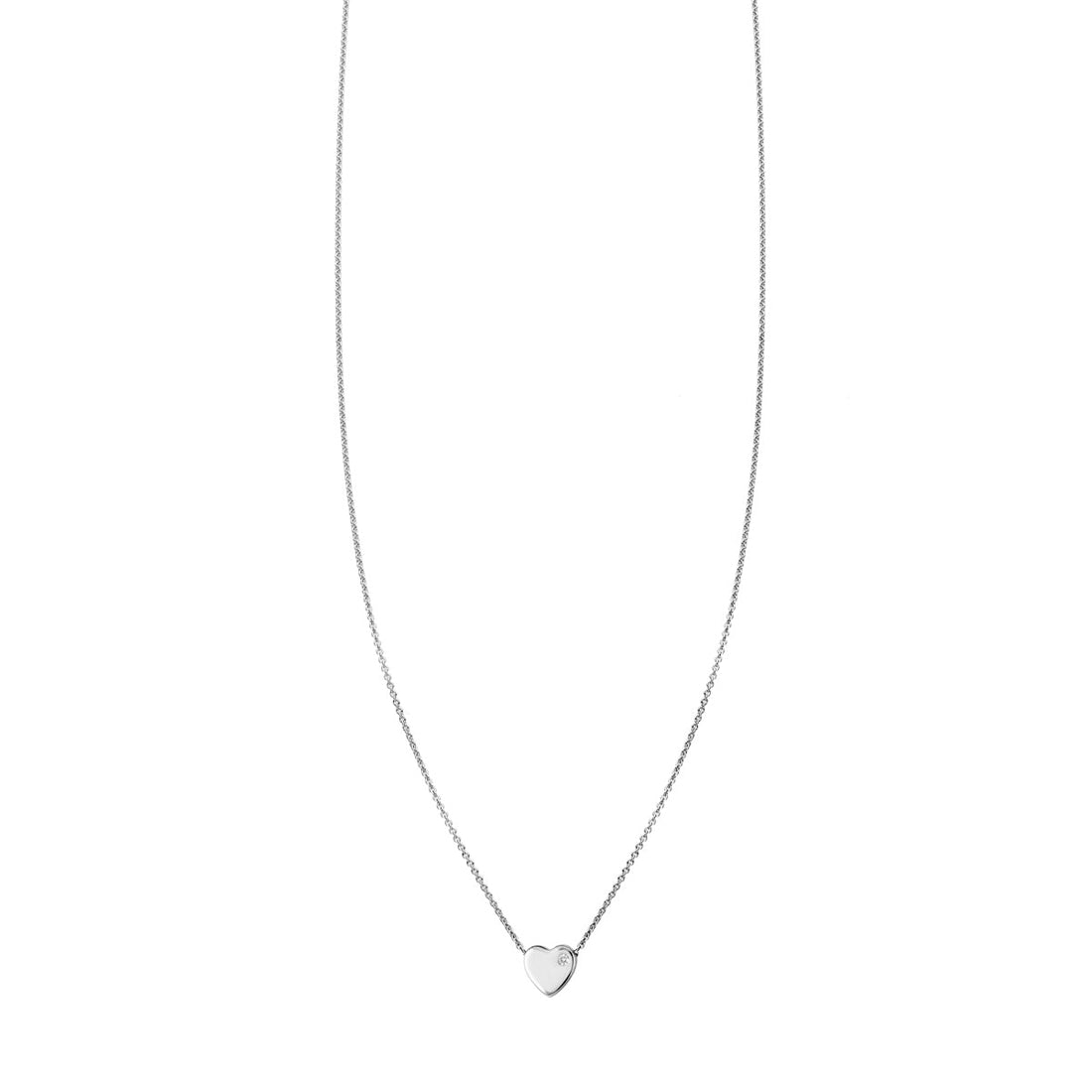 1Pt. Diamond Flat Heart Sterling Silver Necklace
