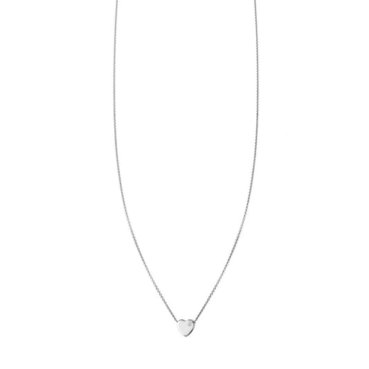 1Pt. Diamond Flat Heart Sterling Silver Necklace
