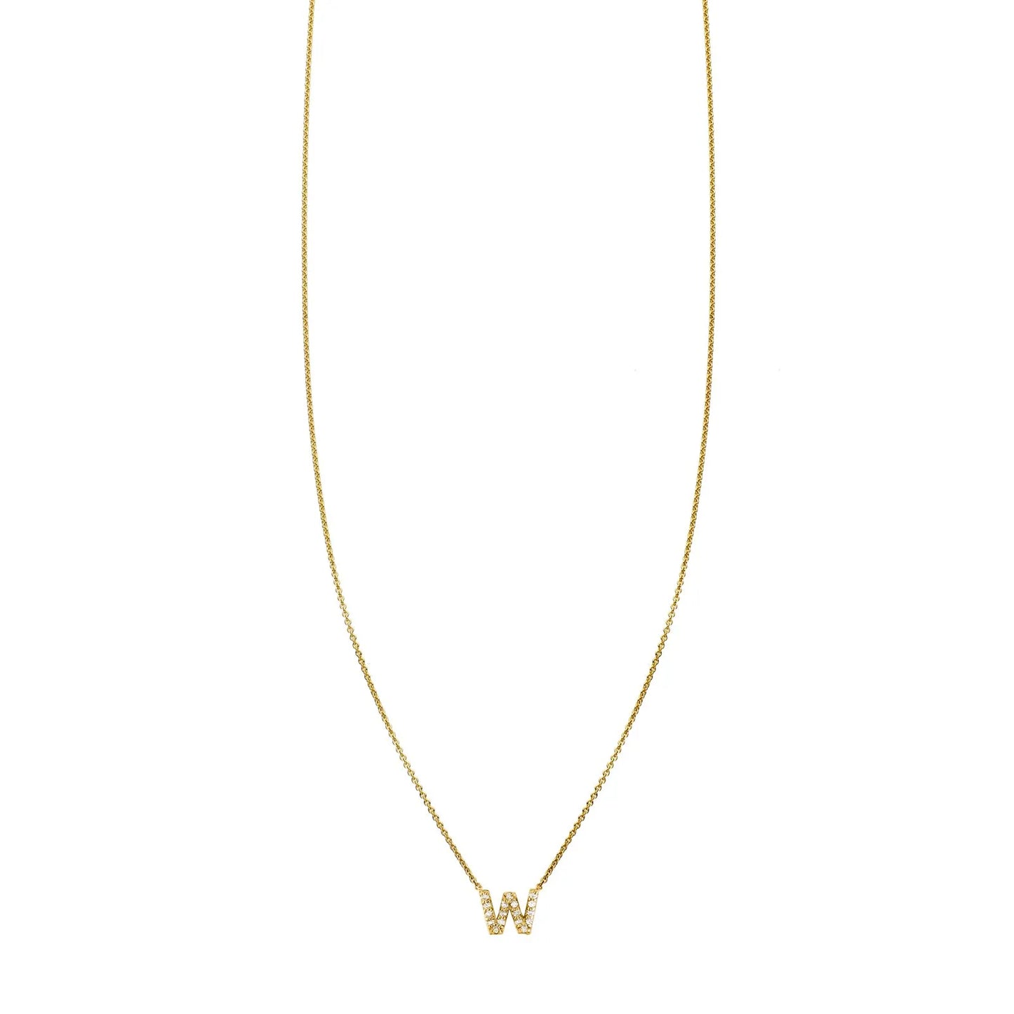 Pave Diamond Letter W Initial Necklace
