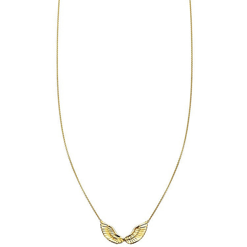 Solid 14k gold angel wings pendant necklace, dainty charm handcrafted in NYC in yellow, white, or rose gold