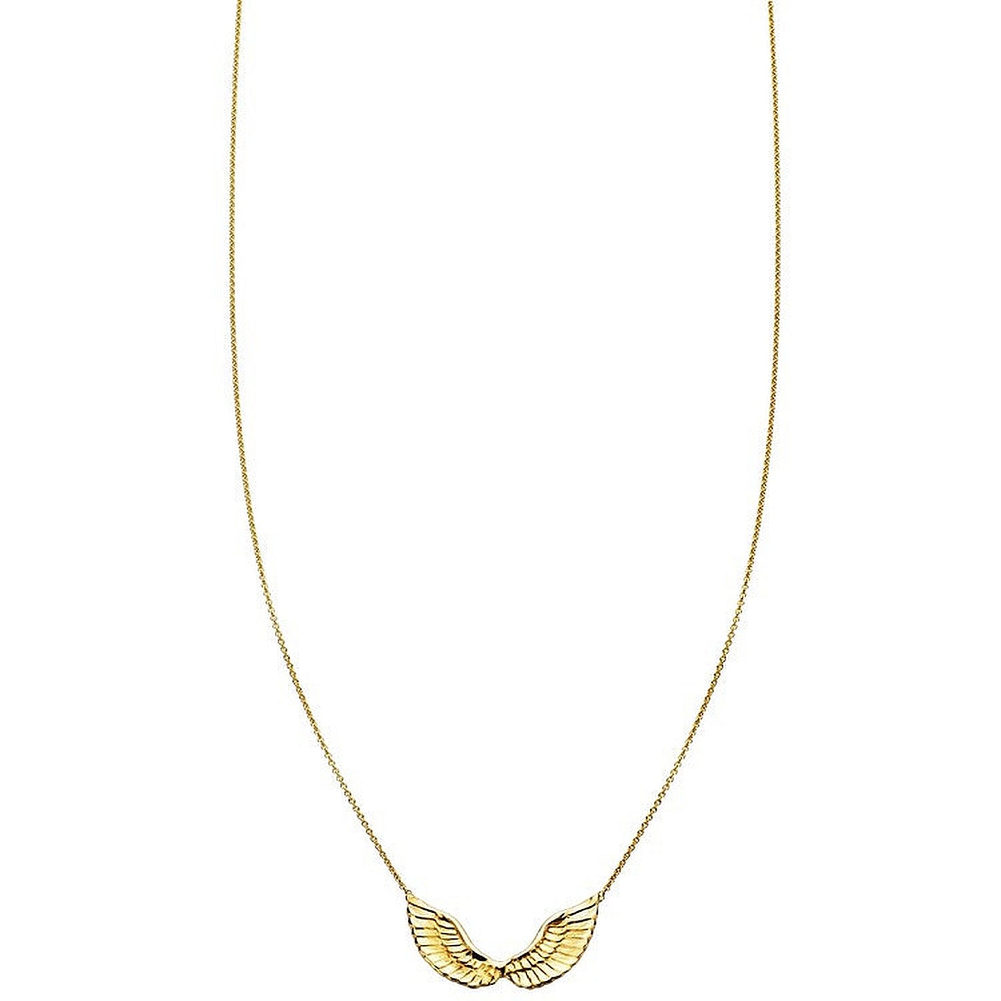 Solid 14k gold angel wings pendant necklace, dainty charm handcrafted in NYC in yellow, white, or rose gold