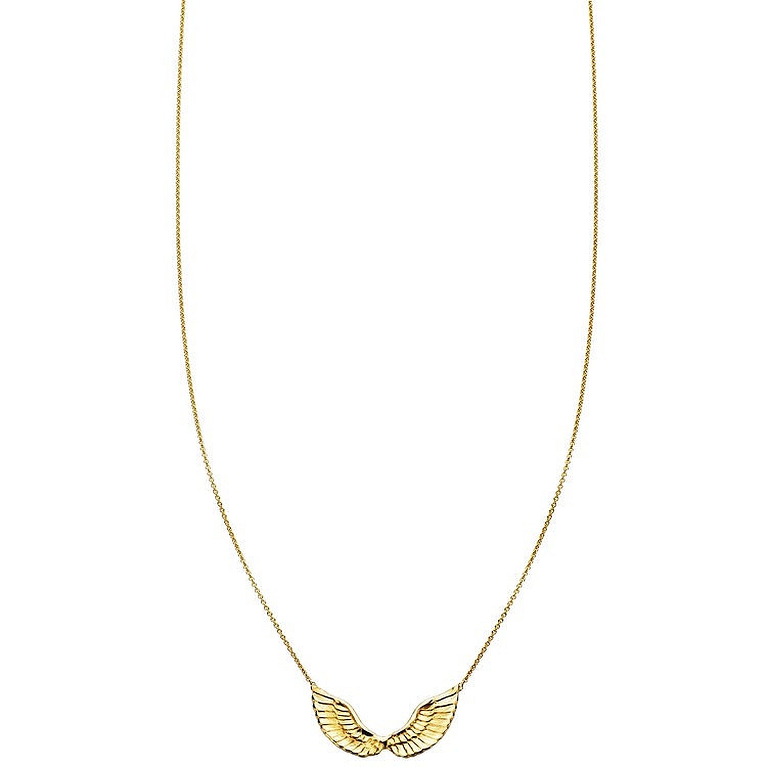 Solid 14k gold angel wings pendant necklace, dainty charm handcrafted in NYC in yellow, white, or rose gold