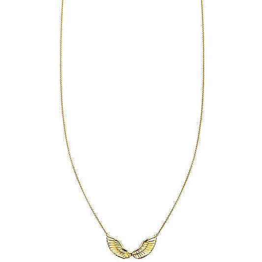 Solid 14k gold angel wings pendant necklace, dainty charm handcrafted in NYC in yellow, white, or rose gold