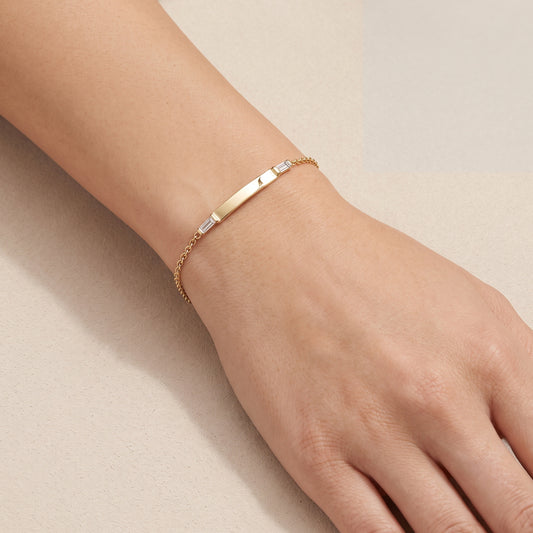 ID Bracelet with Diamond Baguette Accents
