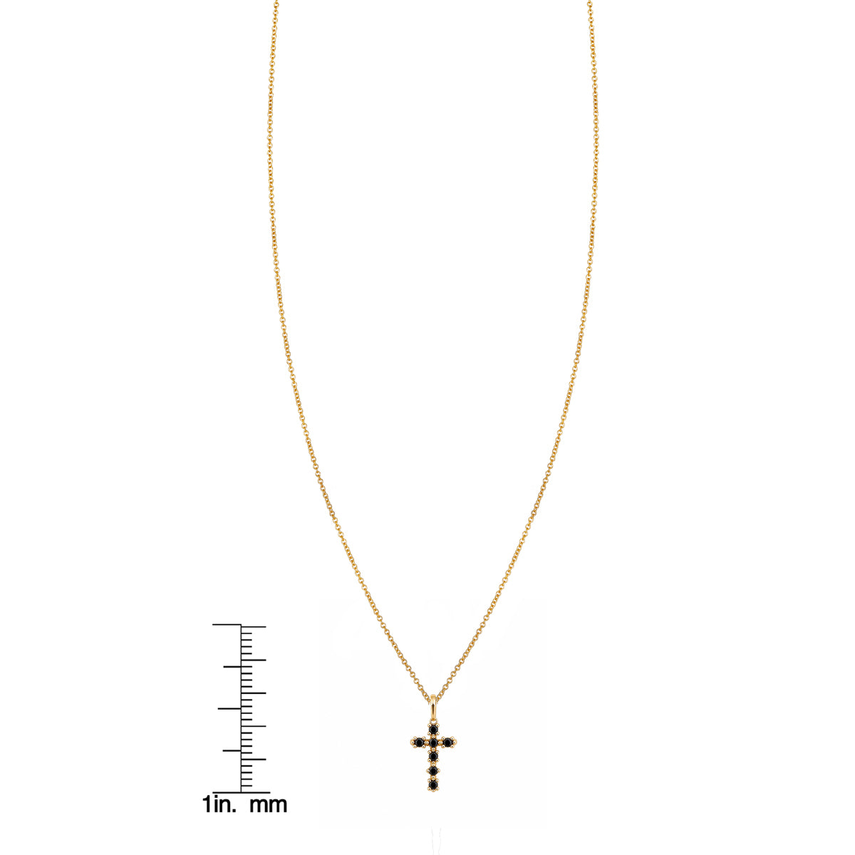 Blossom Cross Necklace with Black Diamonds