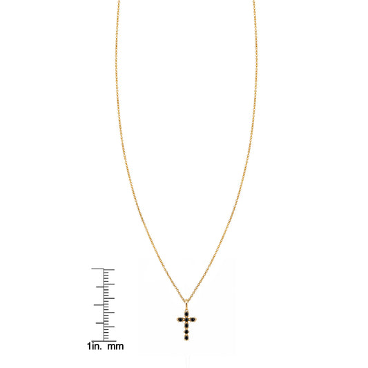 Blossom Cross Necklace with Black Diamonds