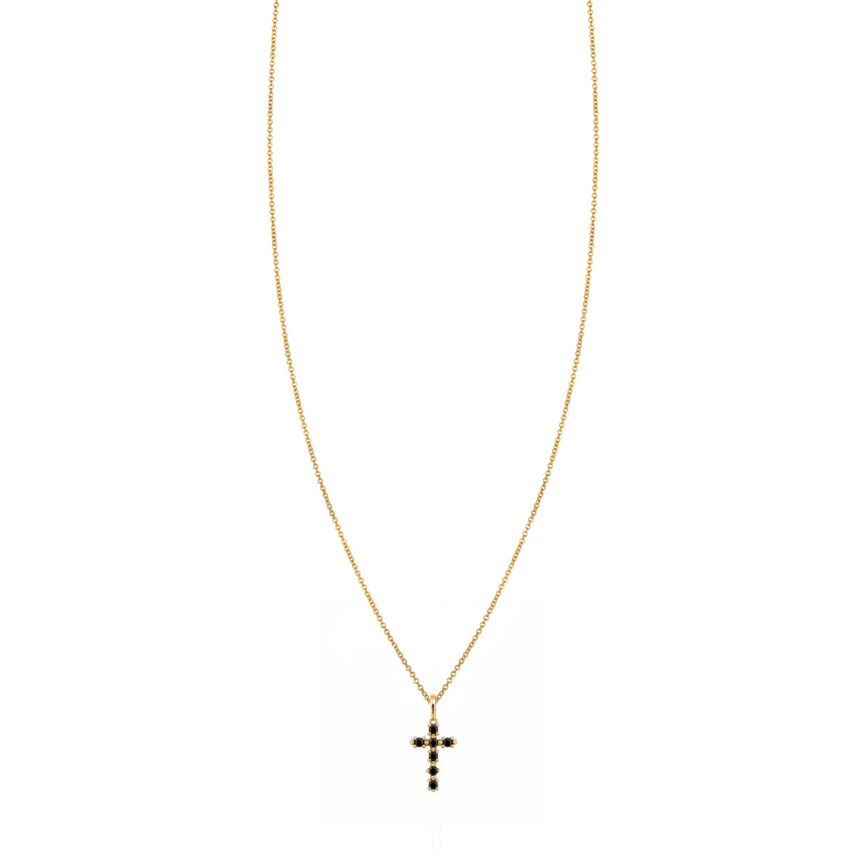 Blossom Cross Necklace with Black Diamonds