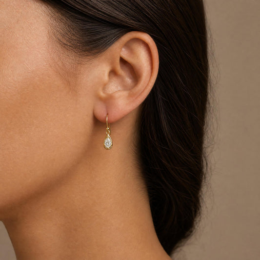 The Teardrop Solitaire Drop Earrings