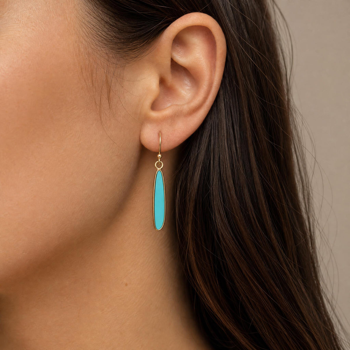 Organic Elongated Turquoise Earrings