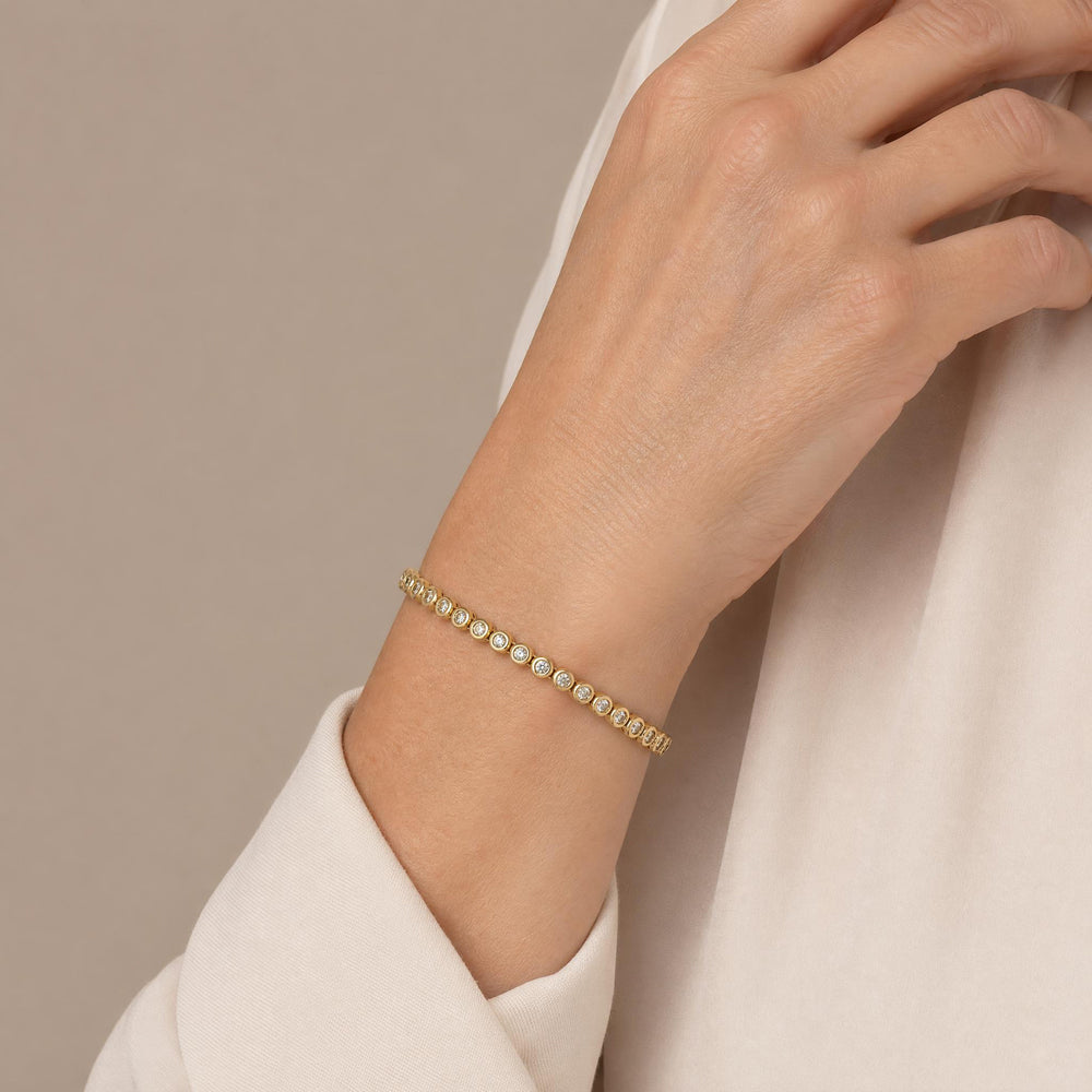 Round Eternity Diamond Bezel Tennis Bracelet