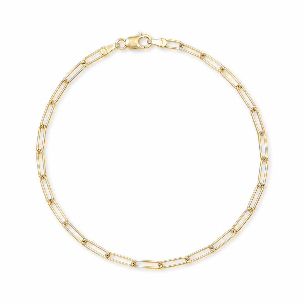 14k Gold Paperclip Chain Bracelet