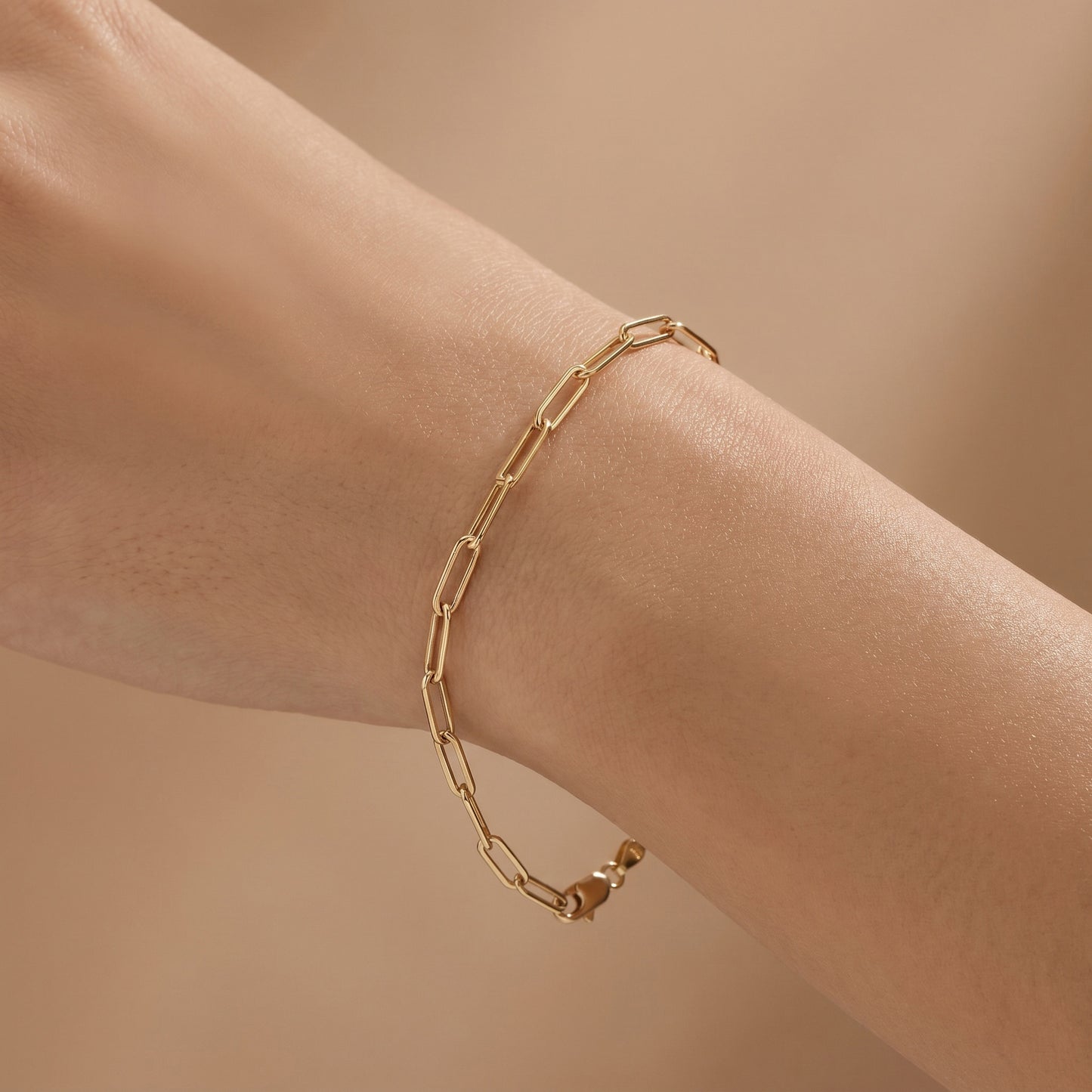 14k Gold Paperclip Chain Bracelet