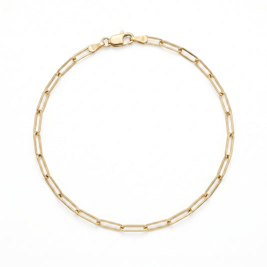 14k Gold Paperclip Chain Bracelet