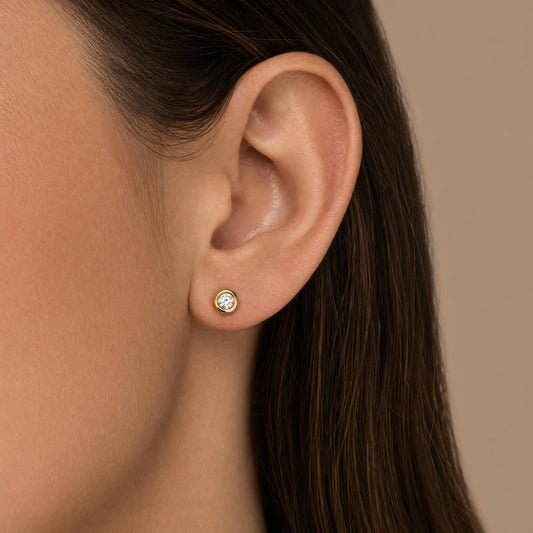 The Puffed Bezel Solitaire Stud Earrings