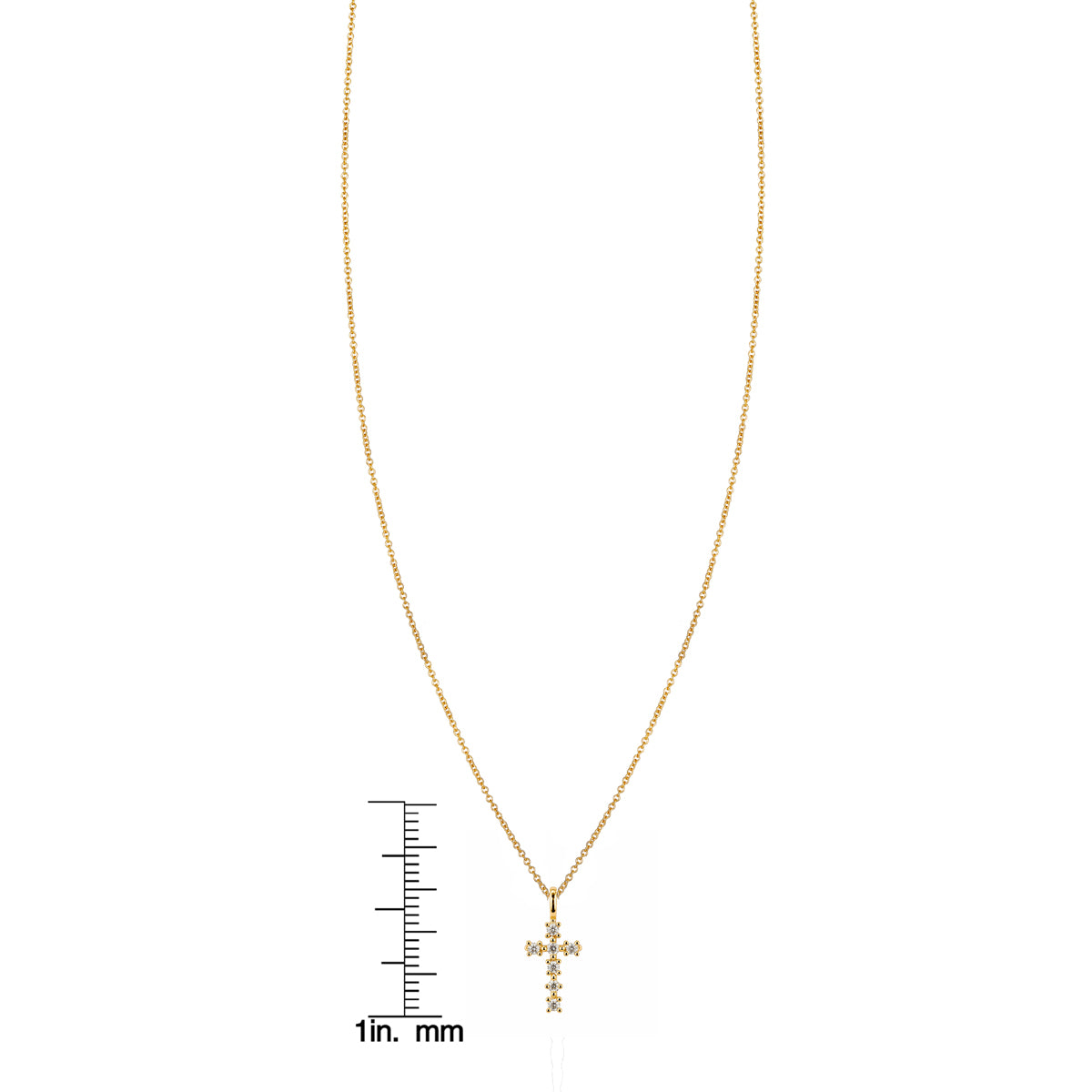 Blossom Cross Necklace with White Diamonds